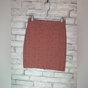 Talbots Petite Tulip Print Pencil Skirt Pink Orange and Cream Colors